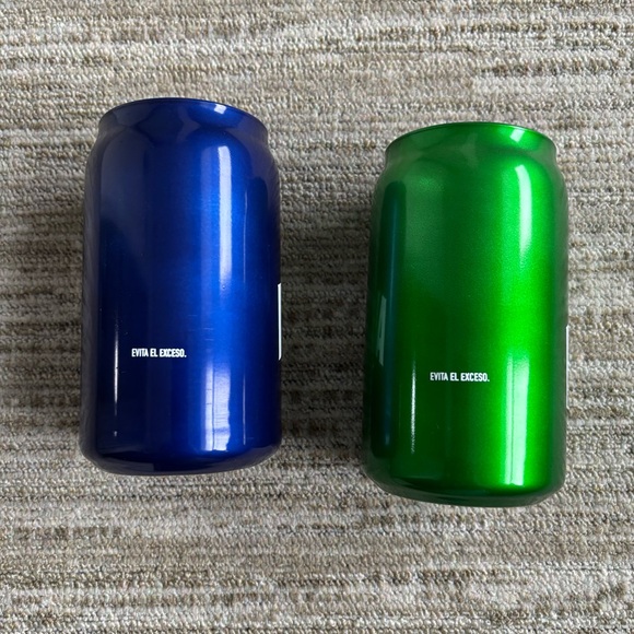 ABSOLUT VODKA NEW BLUE (1) & GREEN (1) GLASS 12 OZ "CAN SHAPED" DRINKING GLASSES - Picture 8 of 12